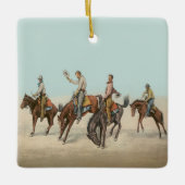  Western 4 cowboys op Bucking Horses Keramisch Ornament (Voorkant)
