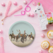  Western 4 cowboys op Bucking Horses Papieren Bordje (Feest)