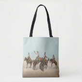 Western 4 cowboys op Bucking Horses Tote Bag (Voorkant)