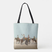  Western 4 cowboys op Bucking Horses Tote Bag (Achterkant)