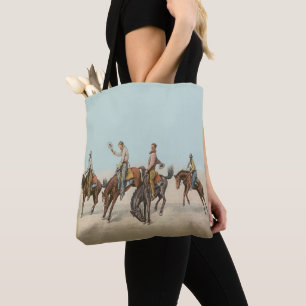  Western 4 cowboys op Bucking Horses Tote Bag