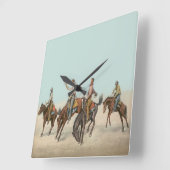  Western 4 cowboys op Bucking Horses Vierkante Klok (Hoek)