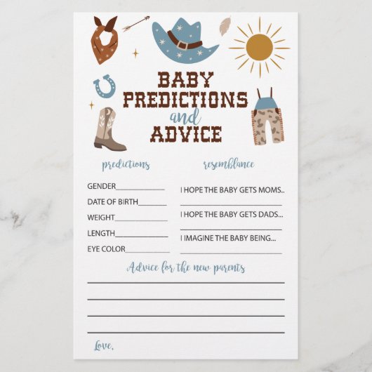 Western advies en voorspelling van cowboy-Baby sho Flyer (Voorkant)