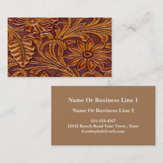 Western afdrukken van bruin en zwart vlies visitekaartje (Voorkant / Achterkant)