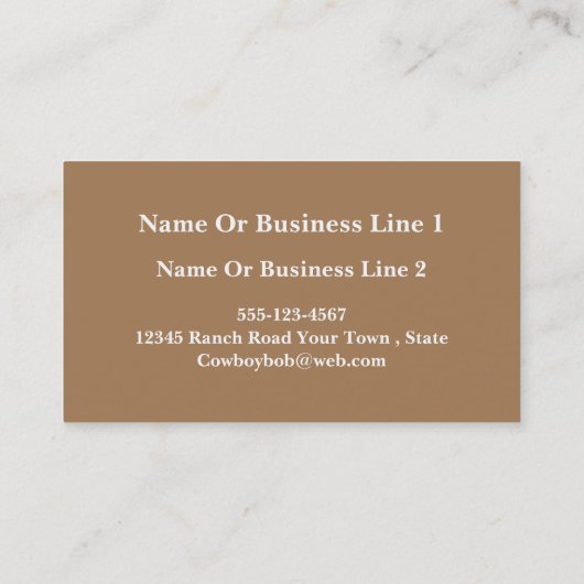 Western afdrukken van bruin en zwart vlies visitekaartje (Achterkant)
