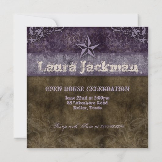 Western Afstudeerder Fotokaart Damask Horse Paars Kaart (Voorkant)