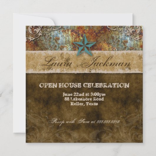 Western  Afstudeerder fotokaart Damask Horse Rusty Kaart (Voorkant)