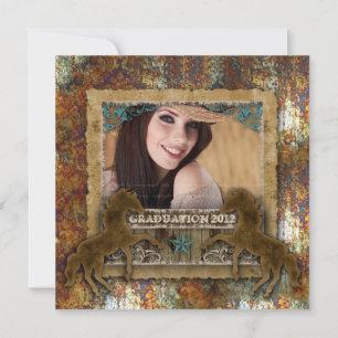 Western  Afstudeerder fotokaart Damask Horse Rusty Kaart