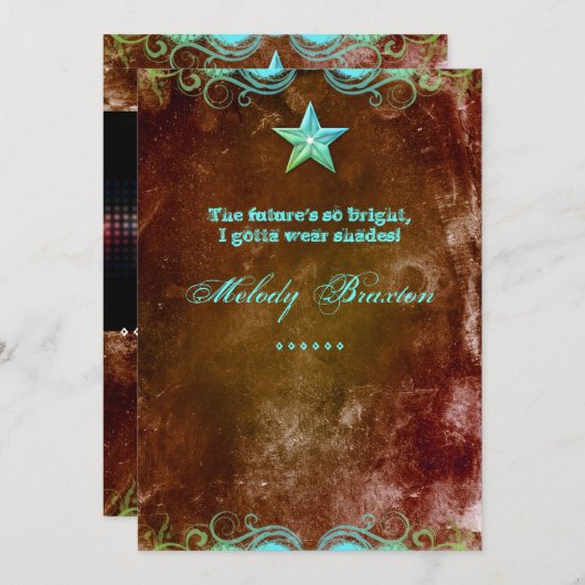 Western Afstuderen bekendmaking Blue Brown Star Aankondiging (Voorkant / Achterkant)