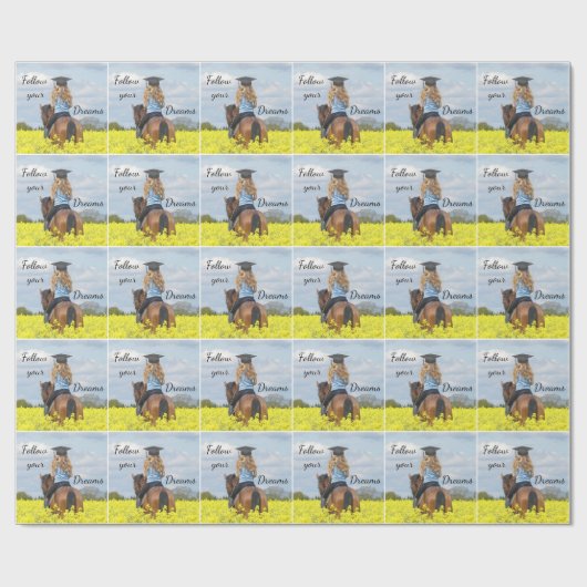 Western Afstuderen meisje op paard Cadeaupapier (Vlak)