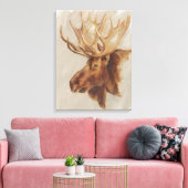 Western Amerikaans dieronderzoek | Moose Portret Canvas Afdruk (Insitu (Woonkamer))