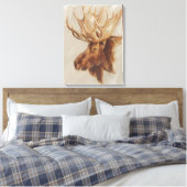 Western Amerikaans dieronderzoek | Moose Portret Canvas Afdruk (Insitu (Slaapkamer))