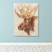 Western Amerikaans dieronderzoek | Moose Portret Canvas Afdruk (Insitu (Houten vloer))