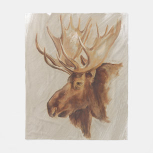 Western Amerikaans dieronderzoek   Moose Portret Fleece Deken