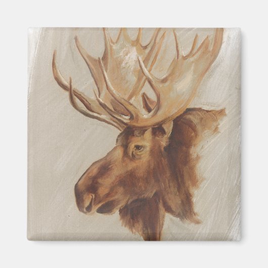 Western Amerikaans dieronderzoek | Moose Portret Magneet (Voorkant)