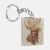Western Amerikaans dieronderzoek | Moose Portret Sleutelhanger (Voorkant Links)