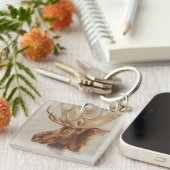 Western Amerikaans dieronderzoek | Moose Portret Sleutelhanger (Voorkant Rechts)