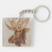 Western Amerikaans dieronderzoek | Moose Portret Sleutelhanger (Achterkant)