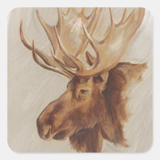 Western Amerikaans dieronderzoek | Moose Portret Vierkante Sticker (Voorkant)