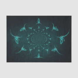 Western  Antiek Blauwgroen Groen Bull Skull Tissuepapier