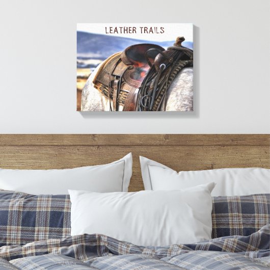 Western Art Horse Saddle Canvas Print (Insitu (Slaapkamer))