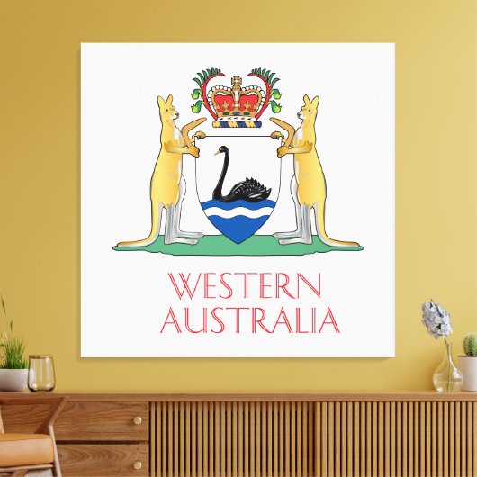 Western Australische wapenschild Canvas Afdruk (Insitu (Woonkamer))