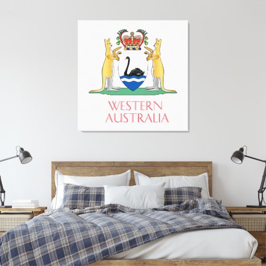 Western Australische wapenschild Canvas Afdruk (Insitu (Slaapkamer))