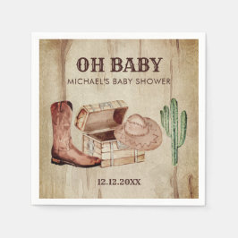 Western Baby Boy Cowboy Hat Cactus Celebration Servet