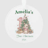 Western Baby Girl First Christmas Pink Ornament (achterkant)