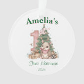 Western Baby Girl First Christmas Pink Ornament (voorkant)