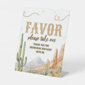 Western Baby Shower Favors Sign Reclamebord Met Voetstuk (Voorkant)