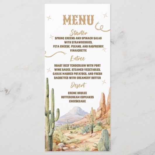 Western Baby Shower Menu Card (Voorkant)