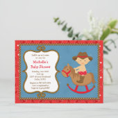 Western Baby shower Uitnodiging Cowboy (Staand voorkant)