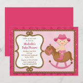 Western Baby shower uitnodiging Cowgirl (Voorkant / Achterkant)
