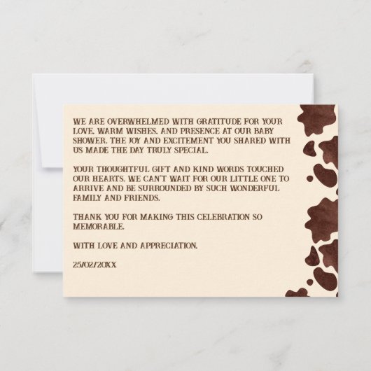 Western baby shower van cowboy baby bedankkaart (Achterkant)