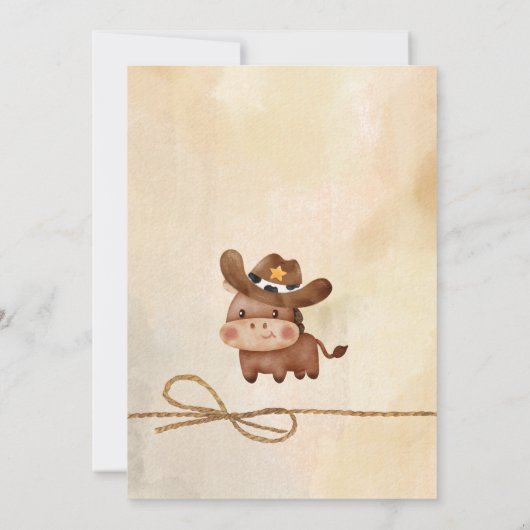 Western baby shower van cowboy baby kaart (Achterkant)
