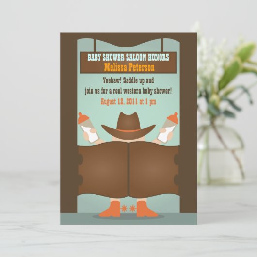 Western Baby shower van Saloon Kaart (Staand voorkant)