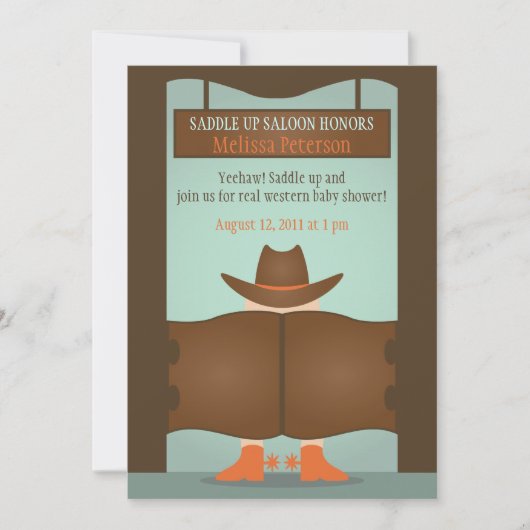 Western Baby shower van Saloon Kaart (Voorkant)