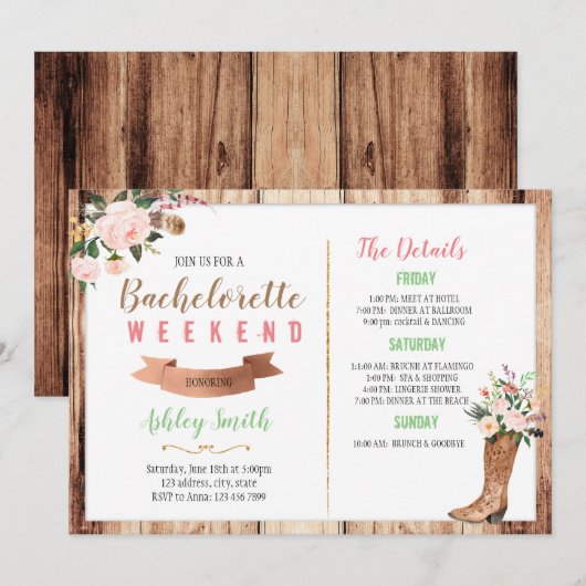 Western bacheloret met reisuitnodiging kaart (Voorkant / Achterkant)