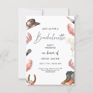 Western Bachelorette Party Invitation Rodeo Thema Kaart