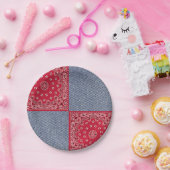 Western Bandana en Blue Jean Print Papieren Bordje (Feest)