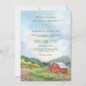 Western Barn Rustic Countryside QR Code Wedding Kaart (Voorkant)