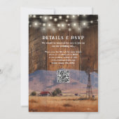 Western Barn Wood QR Code All In One Wedding Kaart (Achterkant)