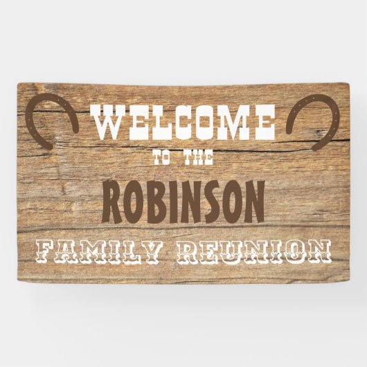 Western Barnwood Hoefijzer Family Reunion Banner (Horizontaal)