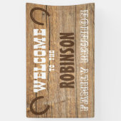 Western Barnwood Hoefijzer Family Reunion Banner (Verticaal)