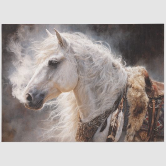 Western Baroque Ivory War Horse Tissue Paper Tissuepapier (Voorkant)