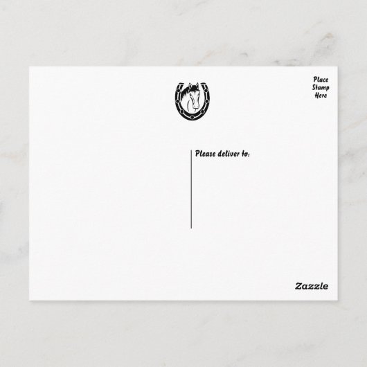 Western Bedankt Horse Hoefijzer Wedding Zwart Briefkaart (Achterkant)