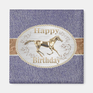 Western Belt And Buckle On denim Happy Birthday Magneet