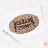 Western bewerkt leder Urban Cowboy Ovale Sticker (Envelop)