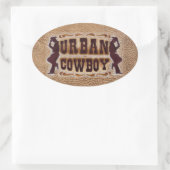 Western bewerkt leder Urban Cowboy Ovale Sticker (Tas)